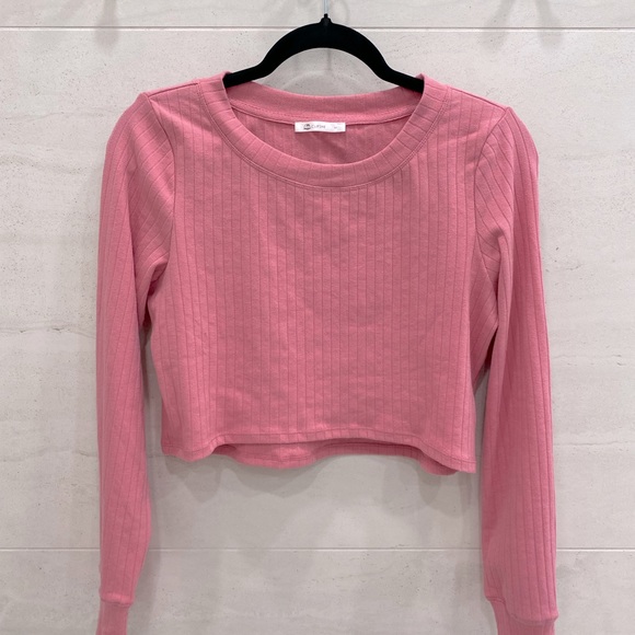 Cupshe Limitless Pink Rib Round Neck Sweatshirt - Picture 2 of 2